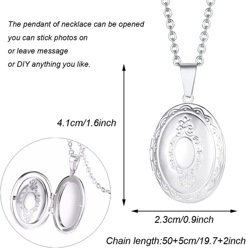 Weenkeey 2 Pcs Locket Necklace that Holds Pictures Stainless Steel Locket Pendant Necklace Memory Photo Pendant Necklace for Women Girls - Image 2
